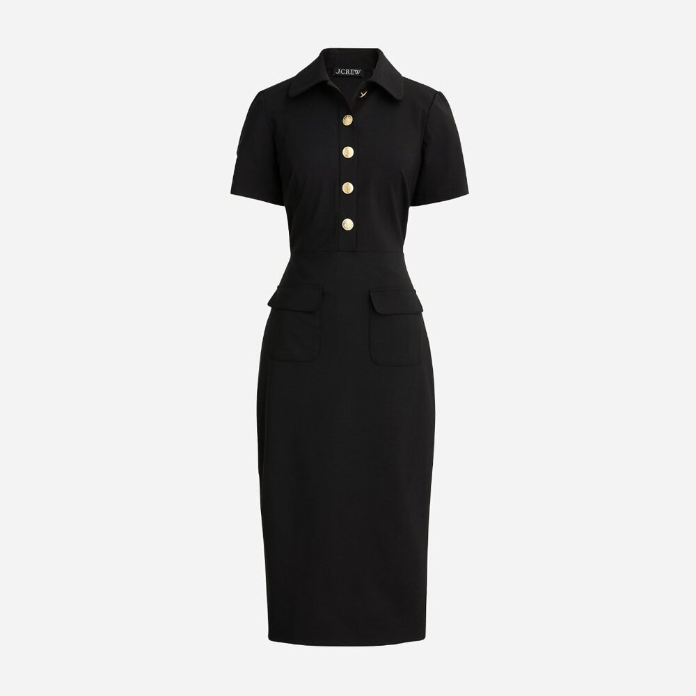 NWT J.Crew Collared Sheath in Black Bi-stretch Wool Blend Dress 6 $298 - Picture 4 of 10